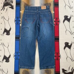 Vintage Y2K Bugle Boy Wide Leg Carpenter Denim Jeans Size 36x32 Skate Grunge